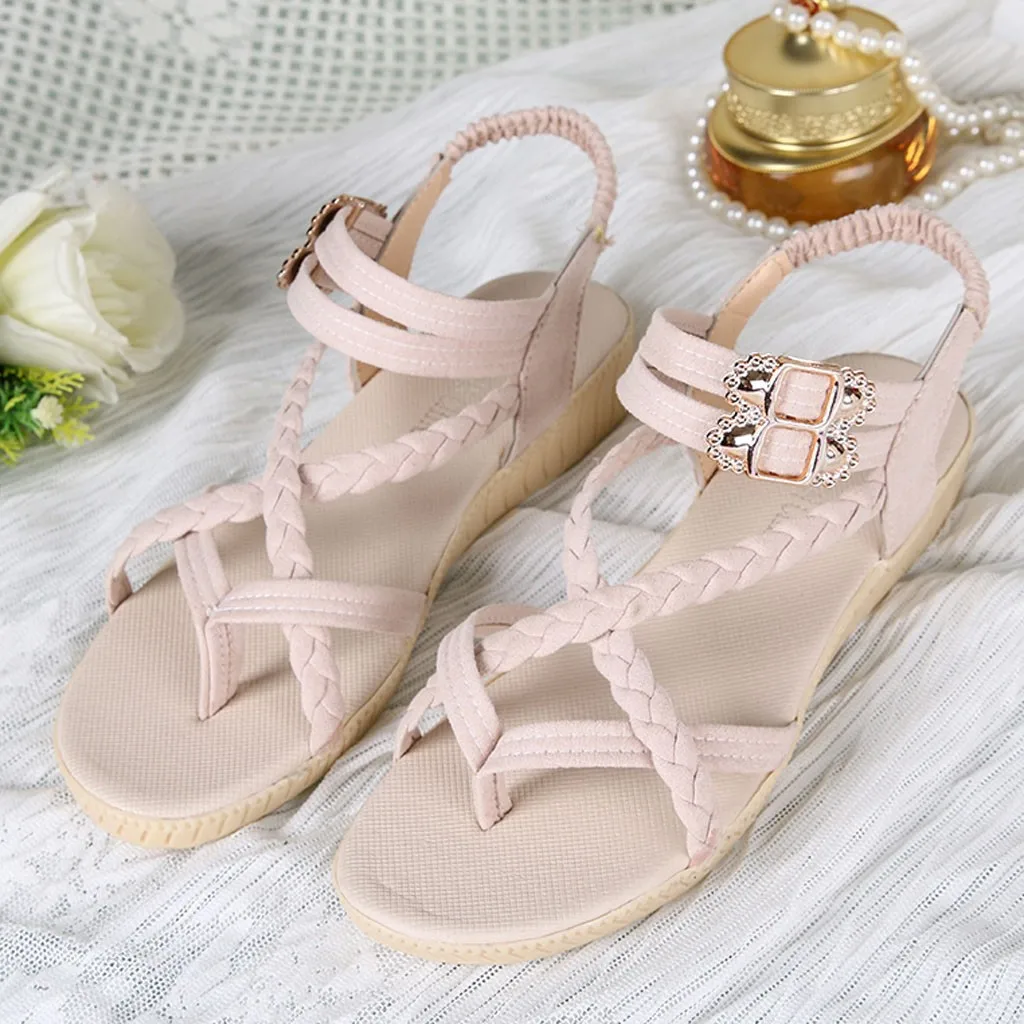 Сандалии SAGACE женские с резинкой пляжная обувь на плоской подошве богемный стиль