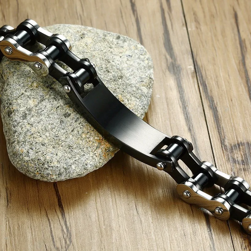 Мужское звено велосипедной цепи ID браслет для мужчин из нержавеющей стали