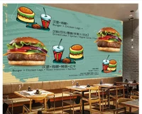 beibehang classic fashion papel de parede wallpaper retro decoration fast food restaurant delicious hamburger tooling background
