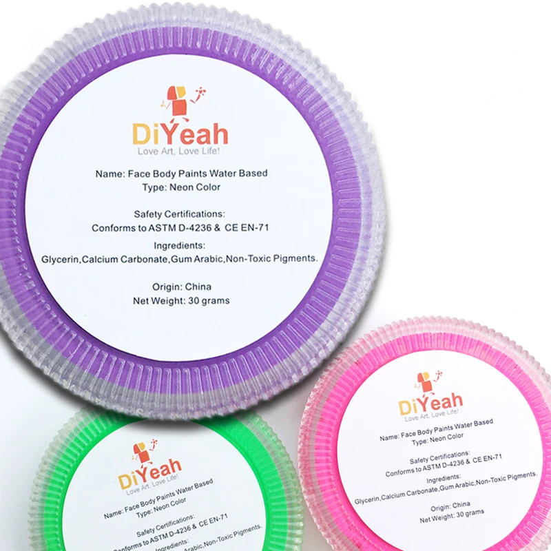 Неоновая краска для лица 30 г черная светильник тела и макияж Хэллоуин УФ-пигмент