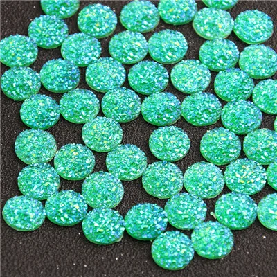 7 New Fashion 40pcs 12mm Mix Colors Natural Ore Style Flat Back Resin Cabochons For Bracelet Earrings Accessories - Цвет: 7