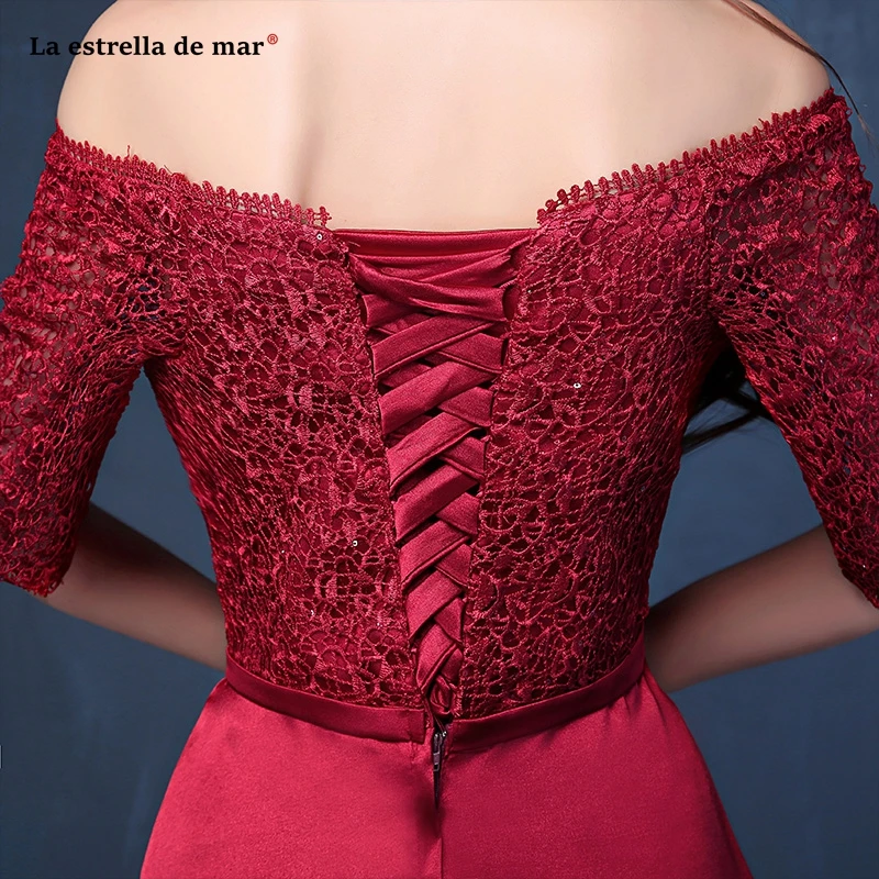 Vestido madrinha, новинка, вырез-лодочка, кружевное, рукав 3/4, длина до пола, бордовое, фиолетовое, королевское, синее, серебряное, белое платье подружки невесты