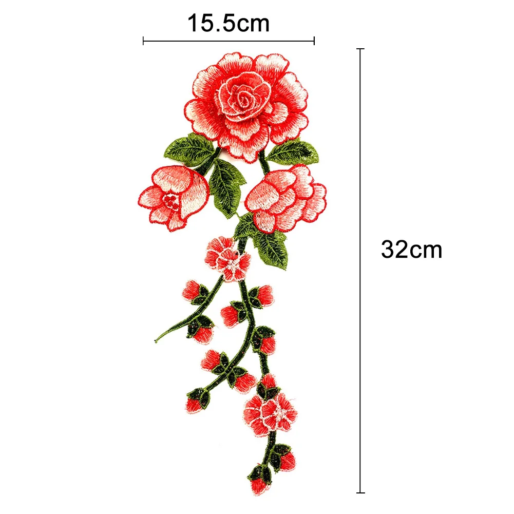 Хит продаж 3D вышивка патч розовый цветочек воротник швейная аппликация сделай