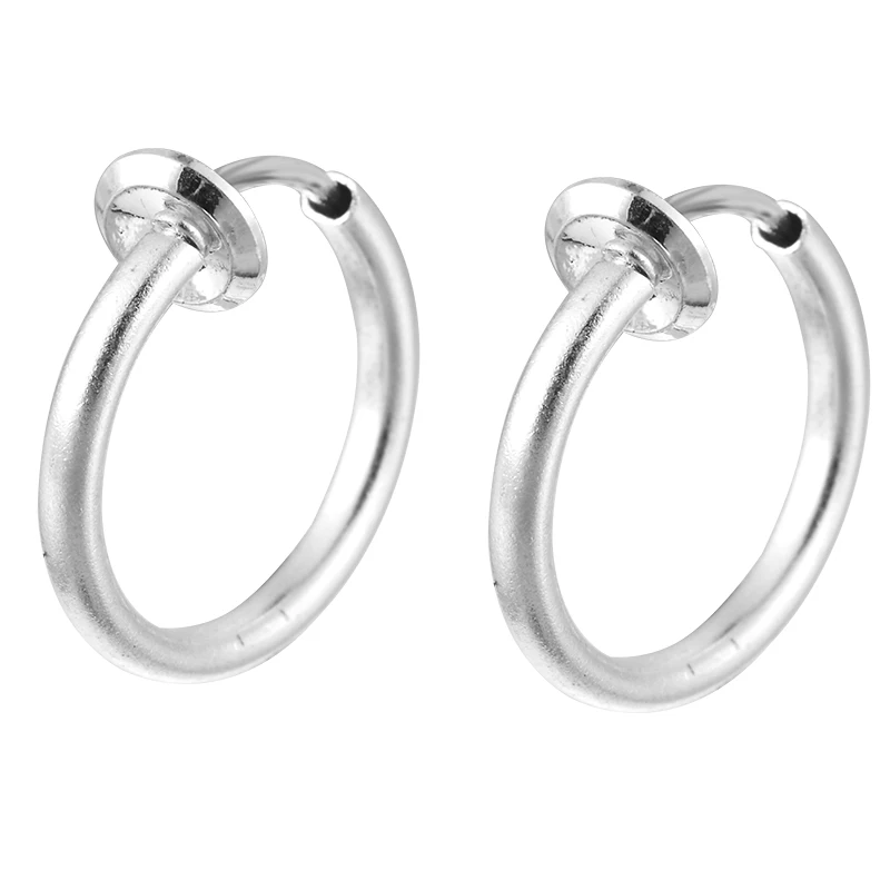 silver 2 шт., клипсы для носа, губ, ушей, поддельные пирсинг, унисекс, кольца для языка, шпильки, панк, готика, фальшивые кольца для пирсинга, серьги, перегородка 13 мм - Окраска металла: silver
