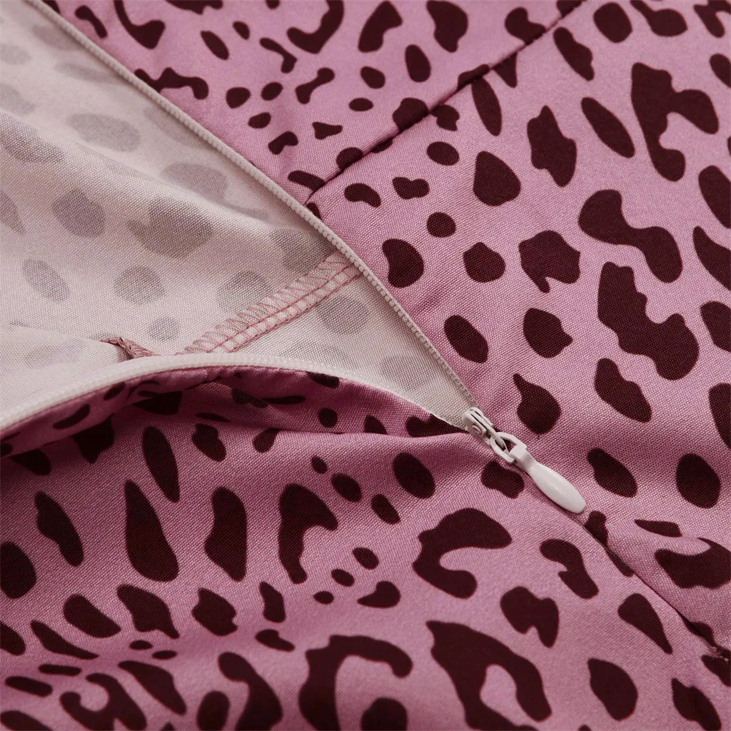 Женское повседневное мини-платье без рукавов с леопардовым принтом и круглым