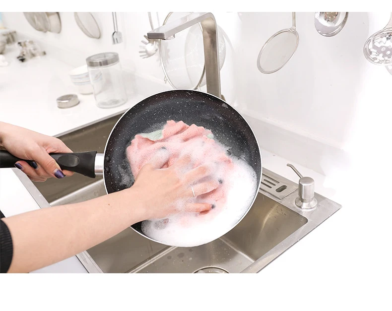 4pcs/lot Washing Dish Towel Super Absorbent Kitchen Cleaning Cloth Magic Table Wiping Rags Double Sided Polyster Bathroom Towel