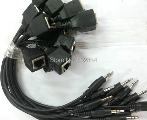 10 шт./лот 3 5 мм Aux папа к RJ45 гнездовой адаптер LAN Ethernet сетевой аудио Удлинительный