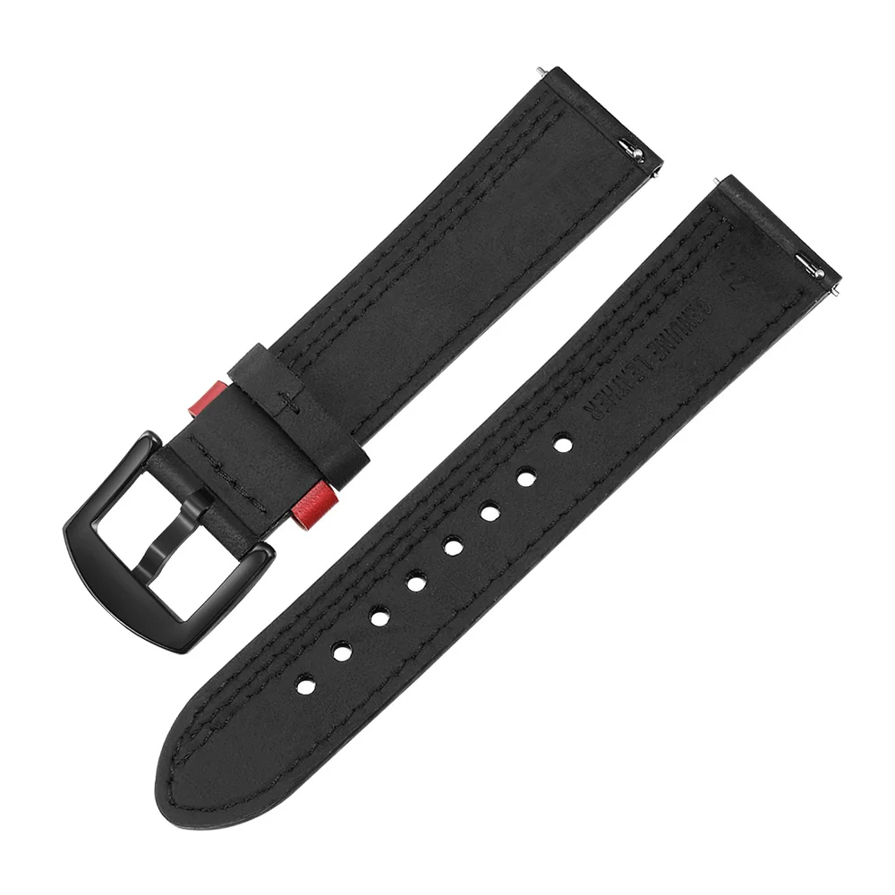 Ремешок из натуральной кожи для Samsung Gear Sport/ S2 Classic/TicWatch 2/E двухцветный