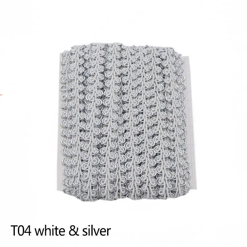 white silver 5 м золотистого и серебряного цвета с кружевной отделкой, лентами, сороконожка, плетеное кружево, лента, тесьма, вечерние украшения для дома, аксессуары для одежды - Цвет: white silver