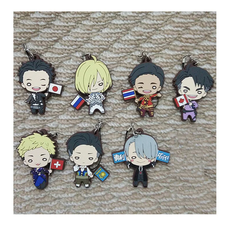 1 шт. аниме брелок Yuri on Ice Victor Nikiforov JJ Phicht Otadek Национальный флаг kязstarto Keychian для