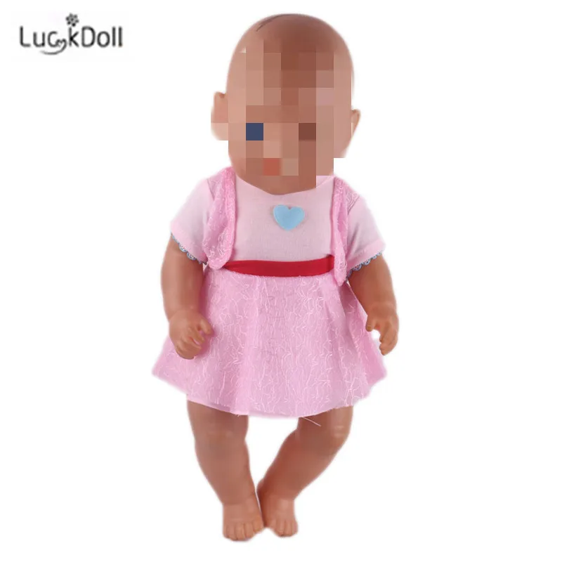 LUCKDOLL модное летнее розовое платье подходит 18 дюймов Американский 43 см детская кукла одежда аксессуары, игрушки для девочек, поколение, подарок на день рождения