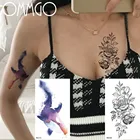 OMMGO акварельные красочные кит дельфин Временные татуировки для женский боди-арт Татуировка на руку Дети Водонепроницаемый поддельные татуировки стикер бумага