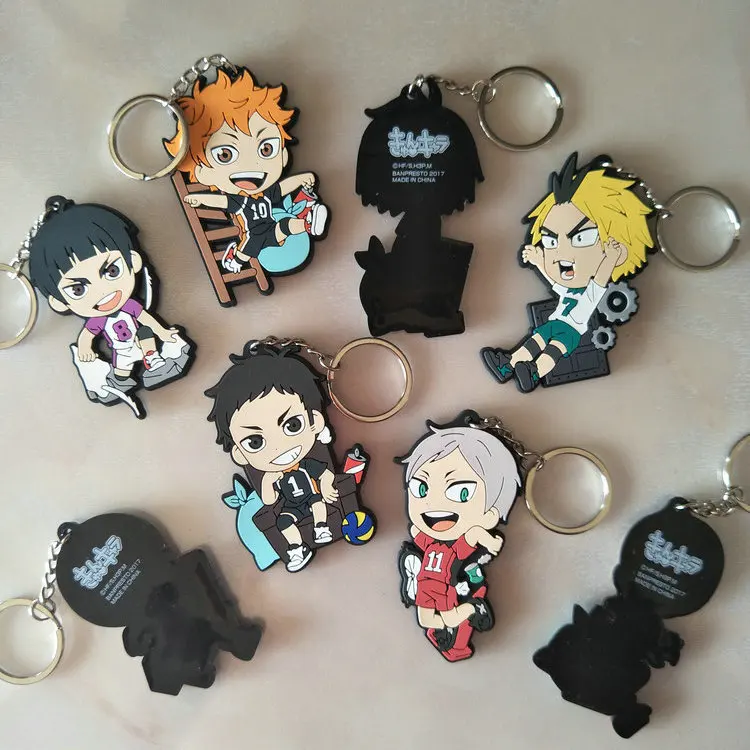 Мультфильм Haikyuu Хината shoyo ПВХ брелок кагеяма тобио модная Веселая милое кольцо для ключей, подвесные аксессуары для сумок porte ключах, игрушки для детей