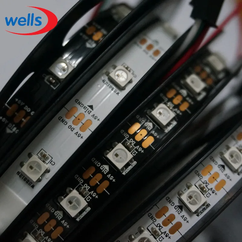 Новое предложение, партиями по 3 м WS2812B умная светодиодная Пиксельная полоса, индивидуально адресуемых, черный/белый печатных плат, 30/60 светодиодов/m WS2812 IC; IP30/IP67 DC5V
