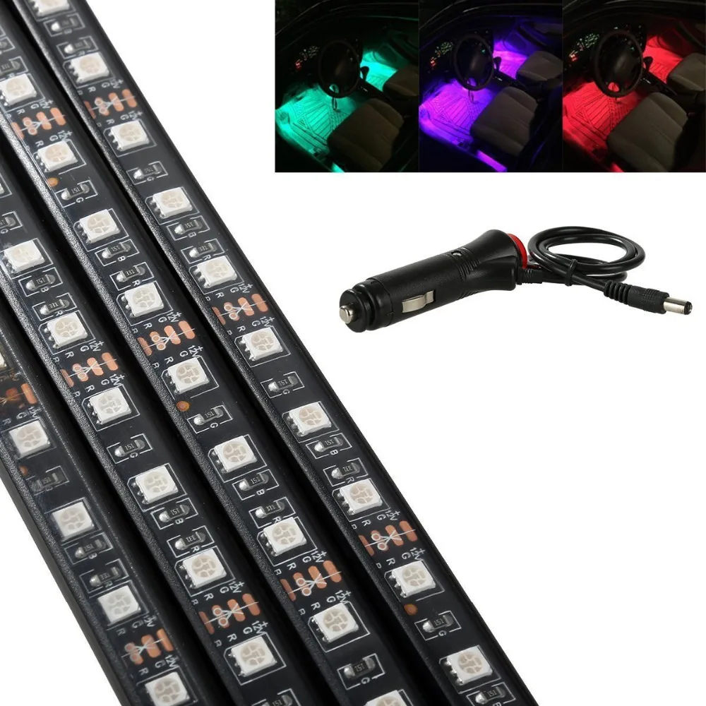 Светодиодные ленты света Водонепроницаемый SMD5050 RGB многоцветный световая лента для автомобиля лампа комплект освещения+ активация звуком IR дистанционное управление