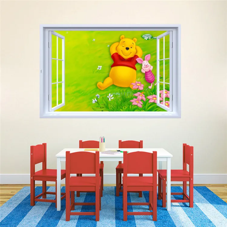 С Винни-пухом для м/ф Винни-Пуха и 3D окна настенные наклейки детской комнаты декор