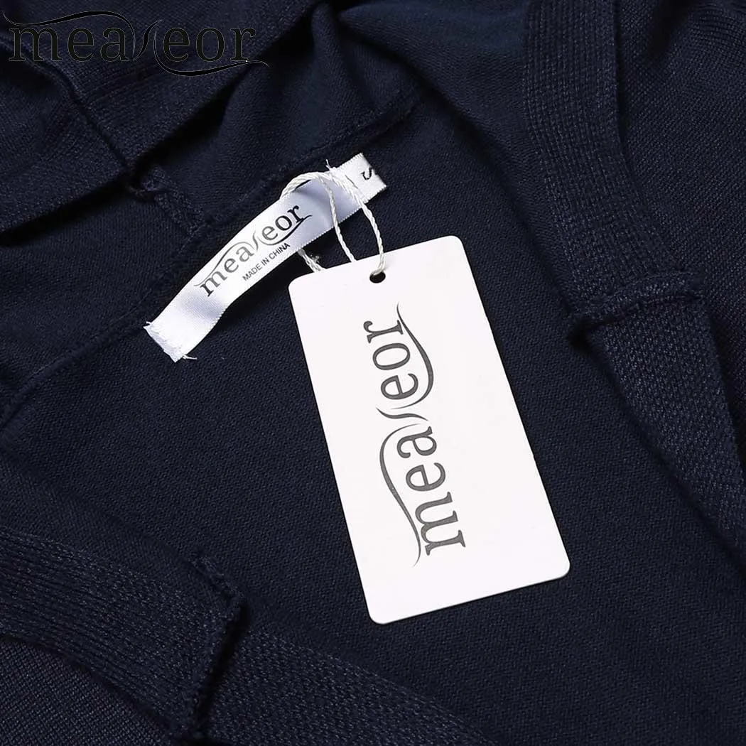 Meaneor Women Hooded Cardigan Sweaters Casual Long Sleeve Solid Open Stitch Drawstring Slim Knit Female Outwear Tops |