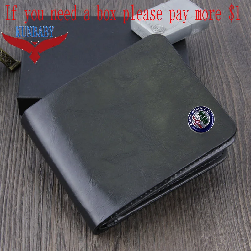 Black with box Высокое качество, натуральная кожа, Черный Автомобильный логотип, Сумка для документов, кошелек, посылка для карт, для Alfa Romeo, автомобильные аксессуары для стайлинга, KUNBABY - Название цвета: Black with box