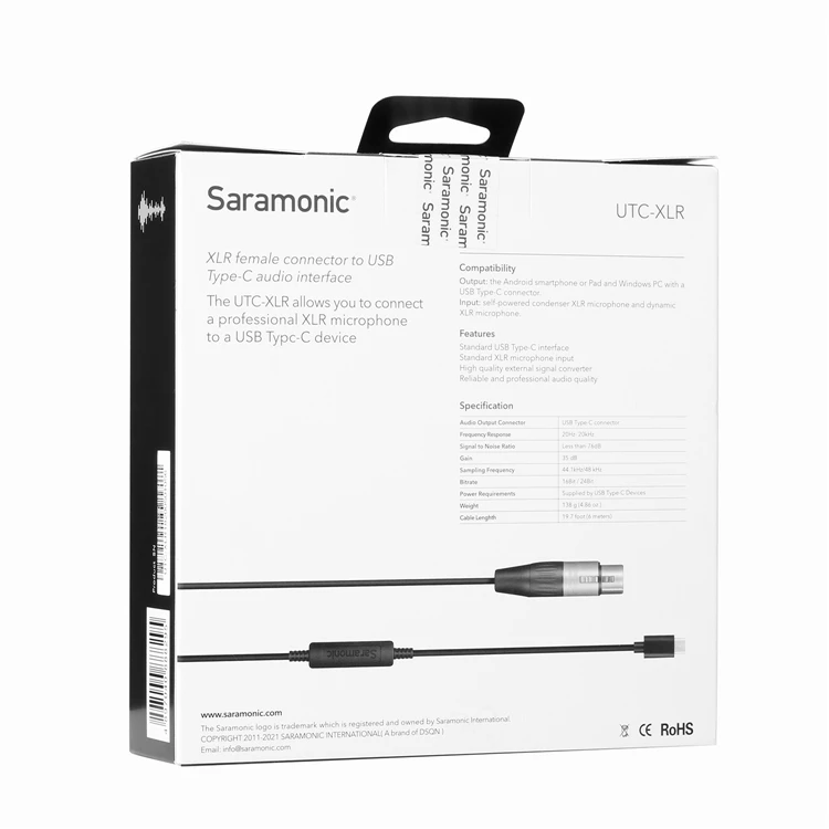 Saramonic 6 м кабель адаптер с XLR Женский вход и usb тип-c аудио интерфейс для Pro XLR Mic и Android смартфон huawei