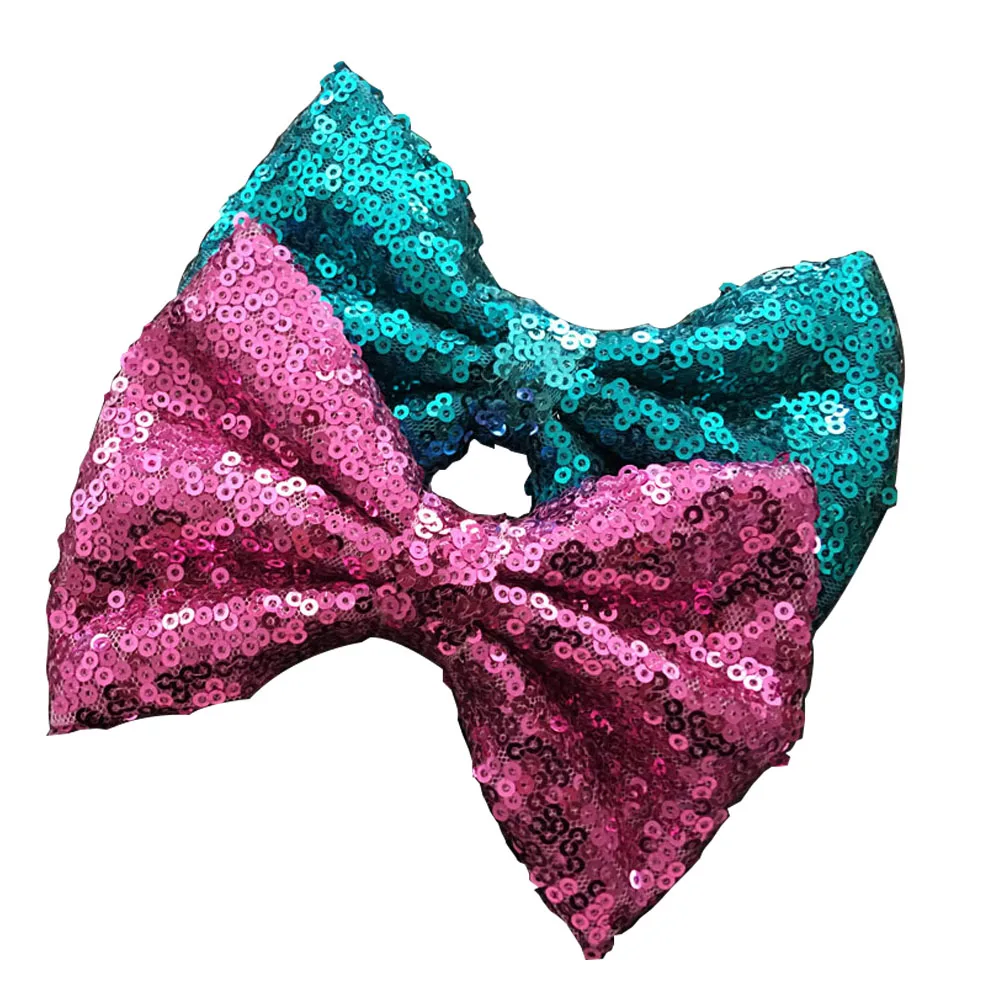 Большие заколки для волос с бантом и блестками 5 дюймов детские из ткани девочек