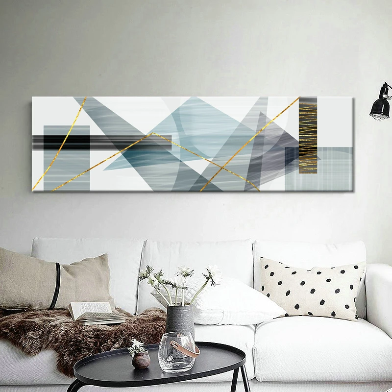 Абстрактный желтый и голубой блоки Холст Картина модный постер печать странная