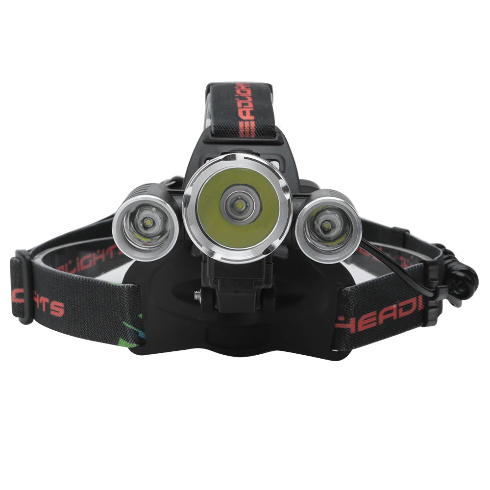 BORUiT 3000lumens T6+2*R2 LED Headlamp 4-Mode Rechargeable Headlight Waterproof Head Torch Outdoor Bicycle Light 18650 Battery