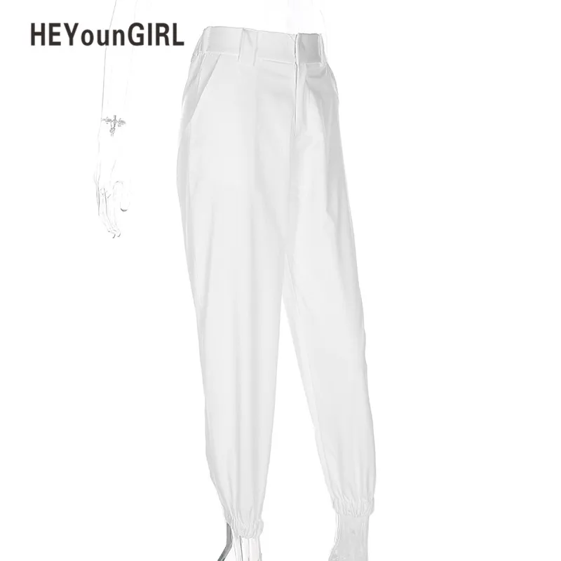 HEYounGIRL Pantalon Femme брюки с высокой талией женские шаровары белые спортивные штаны женские модные повседневные свободные белые спортивные штаны