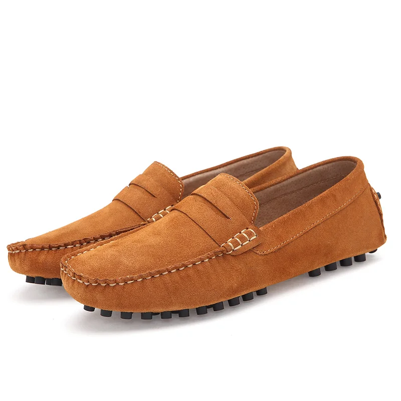 JKPUDUN Fashion Summer Spring Men Driving Shoes Loafers Suede Leather Boat Breathable Male Casual Plus Size 38-46 | Обувь