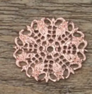 RoseGold 20 шт./лот 25 мм медь выдалбливают перо павлина цветы филигранные Обертывания Разъемы Шарм фурнитура для изготовления ювелирных изделий Компоненты - Цвет: RoseGold