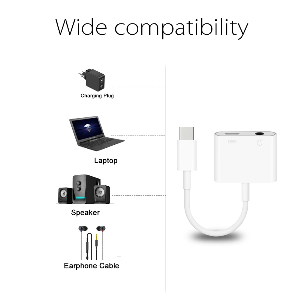 USB Type C аудио кабель Ascromy адаптер для наушников 3 5 мм Разветвитель зарядный Samsung S8