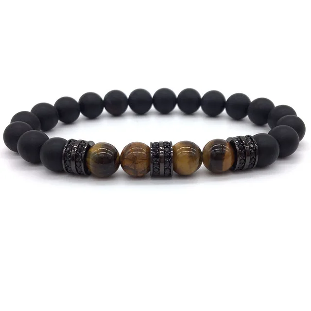 2 шт./компл. браслет золотой перегородки черный Натуральный Камень Бисер Тигр
