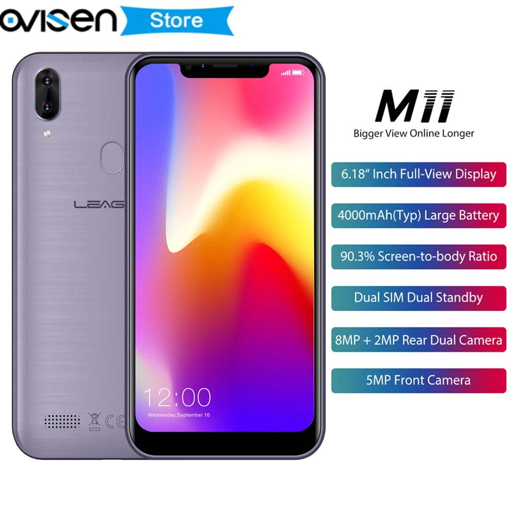 LEAGOO M11 6 18 &quotAndroid 8 1 смартфон 4000 мАч 2 Гб 16 MT6739 четырехъядерный отпечаток пальца