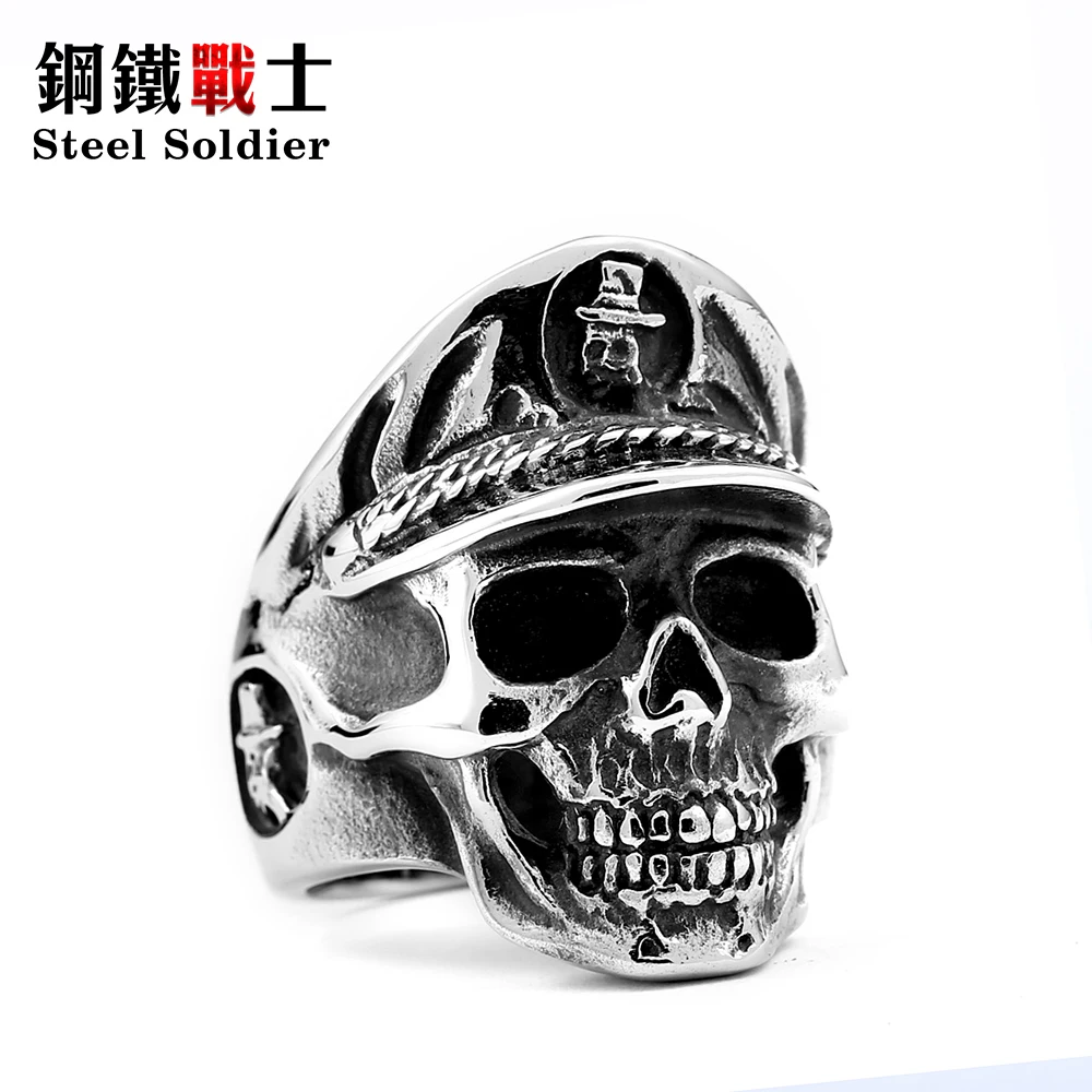 Мужское кольцо из нержавеющей стали с черепом в стиле панк | Украшения и