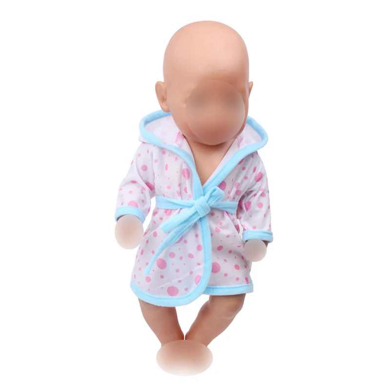 

Doll clothes blue pink pajamas bathrobe fit 43 cm baby doll and 18 inch Girl dolls accessories f550