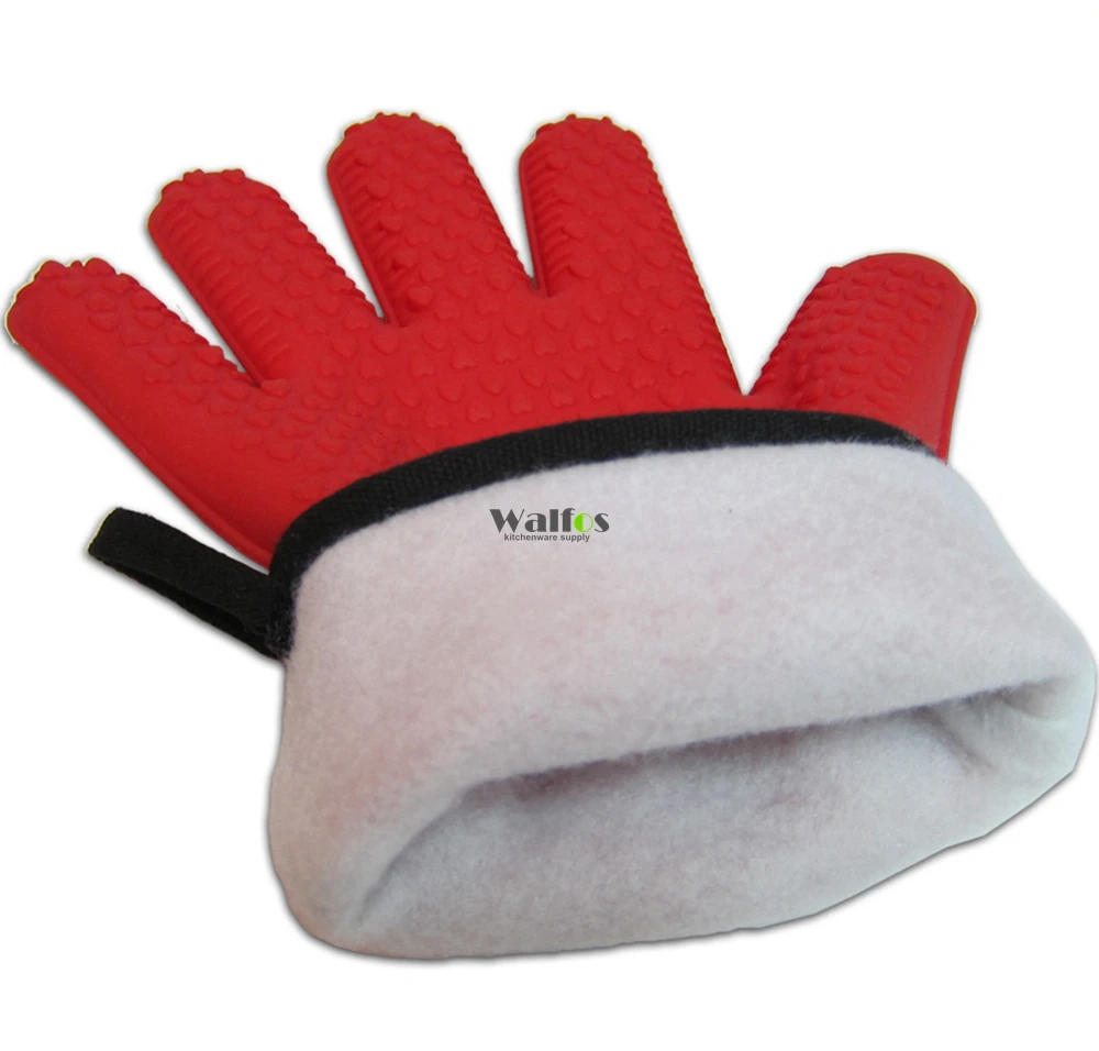 WALFOS супер толстые термостойкие силиконовые перчатки из двух частей с хлопком для