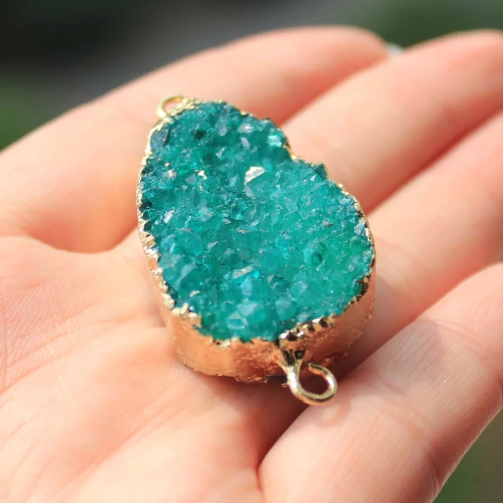 Натуральный двухсторонний жеод с кристаллами 2 круглых камня подвеска сделай сам