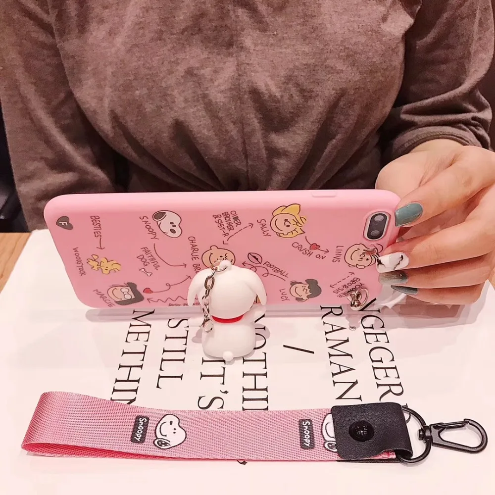 iToncs Cute Dog Cartoon Snoopys Stand+Lanyard+Doll Phone Cases for Vivo Y93 Y97 X9 X9s X20 Plus X21 X23 X27 V11 Cover Dropshipin |