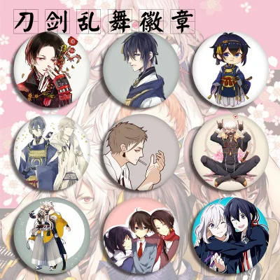 12 видов Touken Ranbu онлайн фигурка модель брошь заколки круглые Жесть значок для