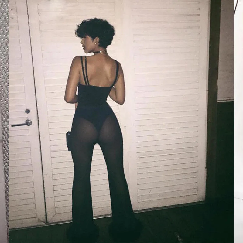 Женские Прозрачные Пляжные штаны свободные длинные эластичные брюки с высокой