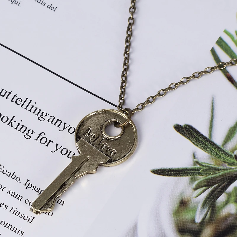 Модные Винтажные очаровательные ожерелья Believe Key двойные буквенные верующие
