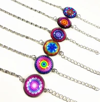 24pcs 12 styles bandanna glass bracelets mandala flower glass hand chain for women girls chain bracelet