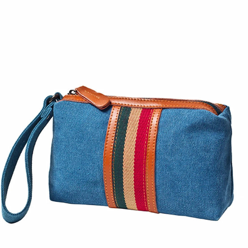 BISI GORO color stripe handbag Wear-resistant canvas Travel men bag Large Capacity phone coin key card packages fashion clutch |