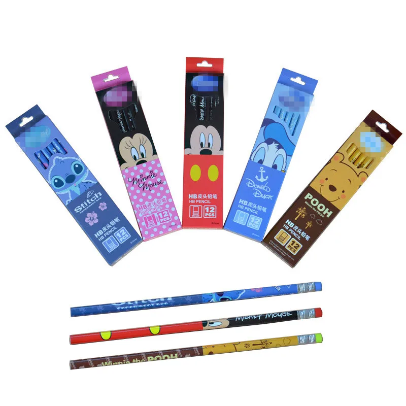 12 шт. Микки Минни плотник карандаш с ластиком канцелярские принадлежности