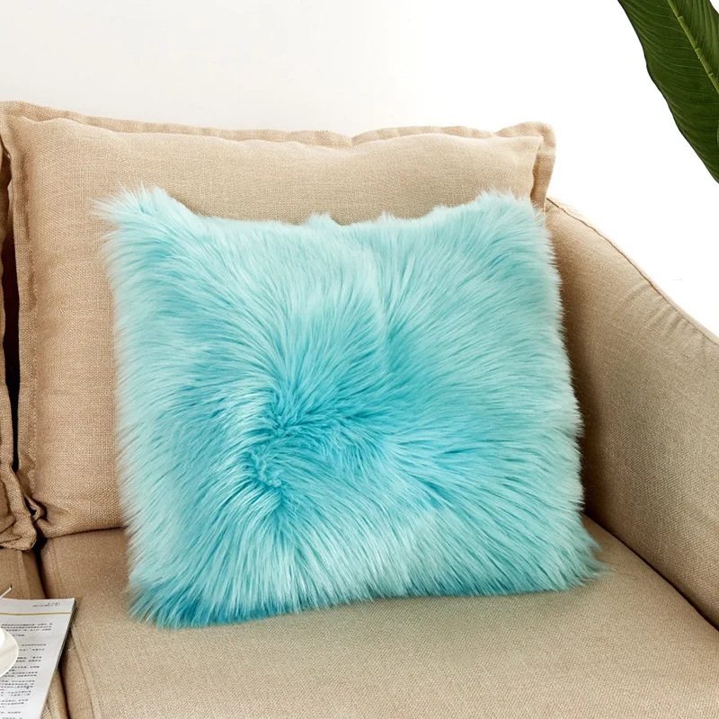 

40/45/50cm Soft Plush Pillow Case Wool Cushion Cover Faux Fur Sofa Bed Car Pillowcase Cover Christmas Pillow Cover 16 Colors