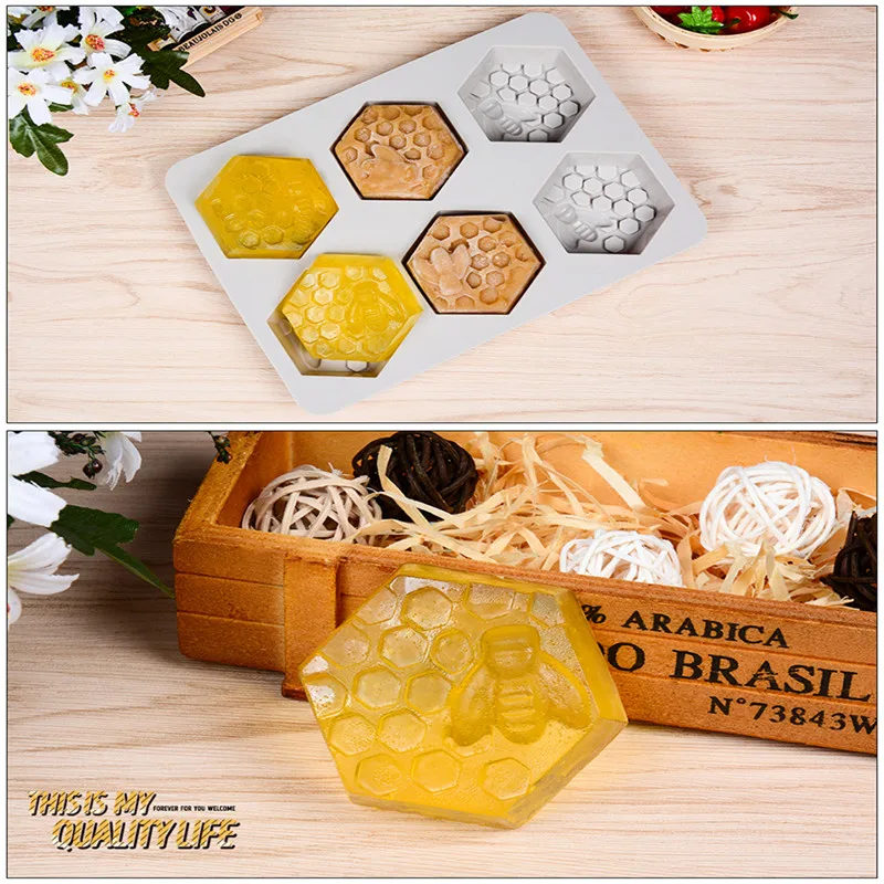 Медовая пчела шестиугольная силиконовая форма для мыла 6 форм поделок куб Сделай