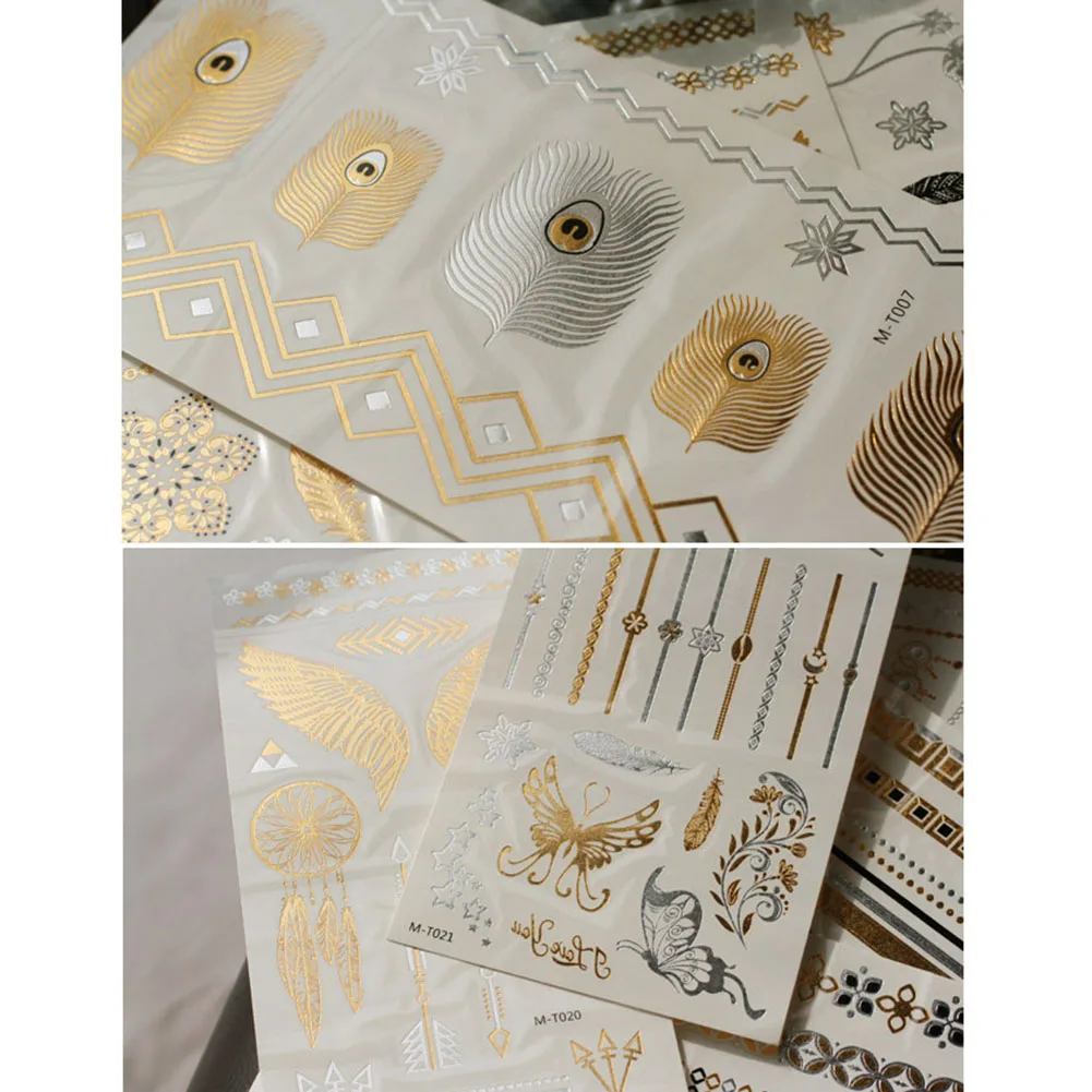 6 шт. блестящие татуировки с временным металлическим блеском водонепроницаемые