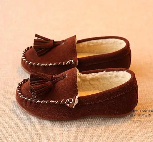 Туфли детские с бахромой мягкие удобные лоферы теплые короткие меховые