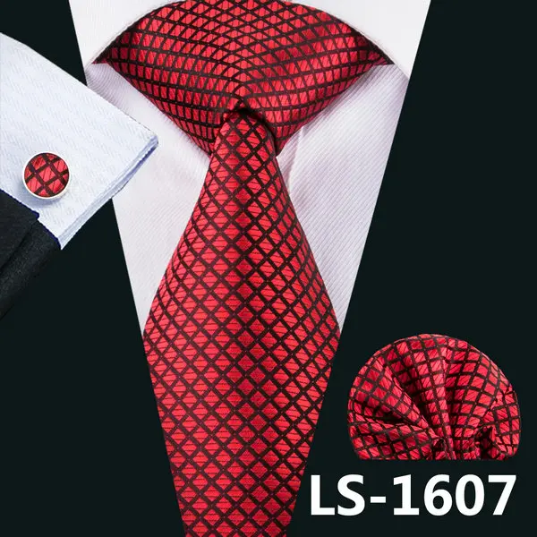 LS-1737 Barry.Wang Мужской галстук шелк Gravata новинка галстук носовой Запонки Набор для свадьбы бизнес вечеринки - Цвет: LS-1607