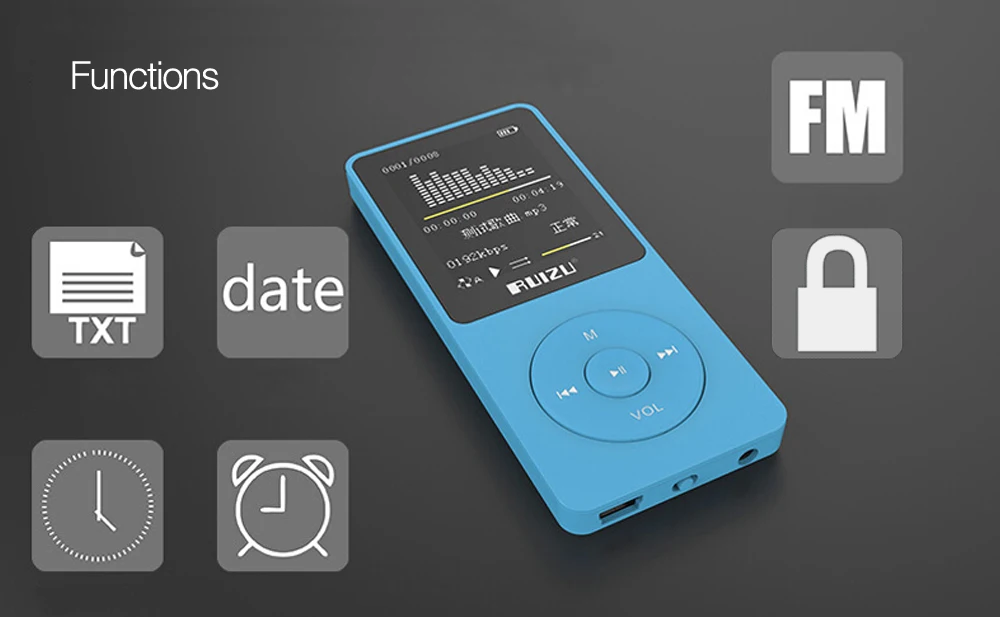 RUIZU X02 Ультратонкий MP3-плеер Usb 4 ГБ 8 ГБ 16 ГБ для хранения 1,8 дюймов экран воспроизведение 80h Высокое качество радио Fm Электронная книга музыкальный плеер