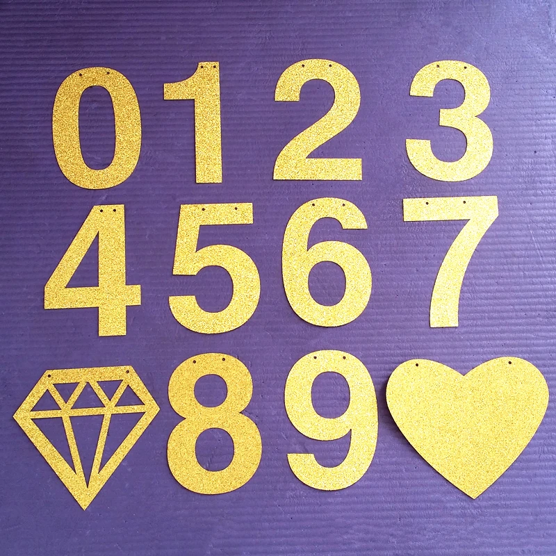 Золотистый Блестящий баннер сделай сам для цифр 0-9 индивидуальный номер